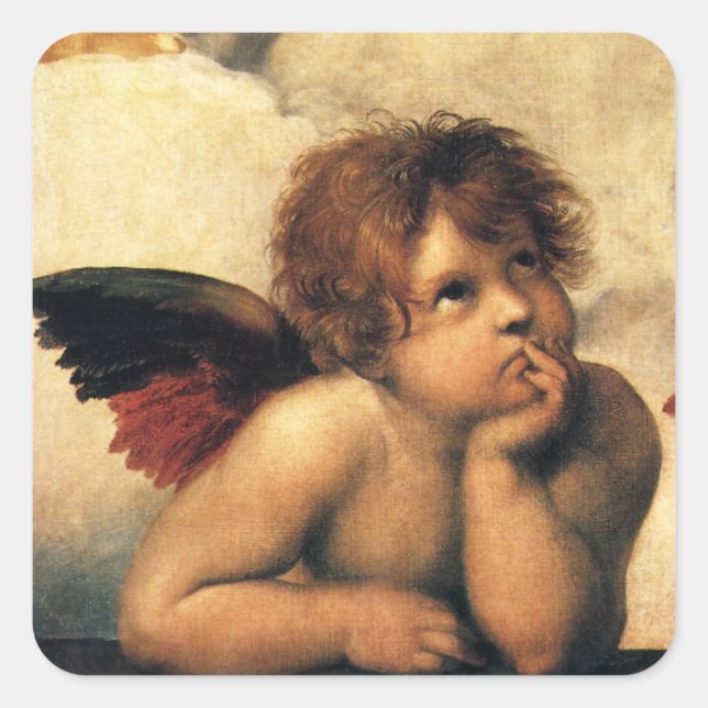 Sticker Carré Sistine Madonna Angels par Raphael Sanzio (Devant)