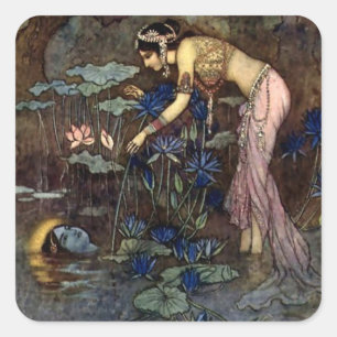 Sticker Carré "Sita trouve Rama" par Warwick Goble