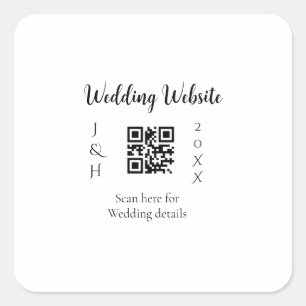 STICKER CARRÉ SITE WEB DE MARIAGE SCAN QR NOM DU COUPLE ANNÉE SI