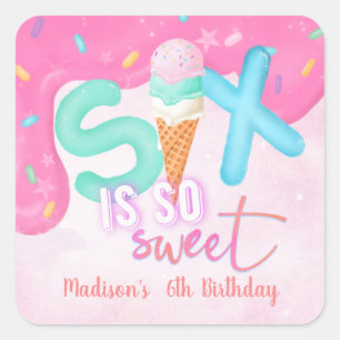 Sticker Carré six est si doux Froid rose