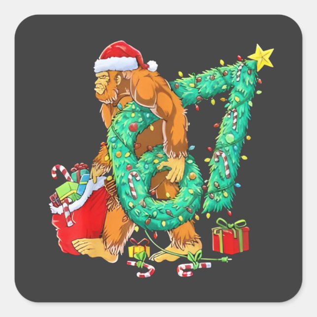 Sticker Carré Six Seven Bigfoot 67 Sasquatch Meme Christmas (Devant)