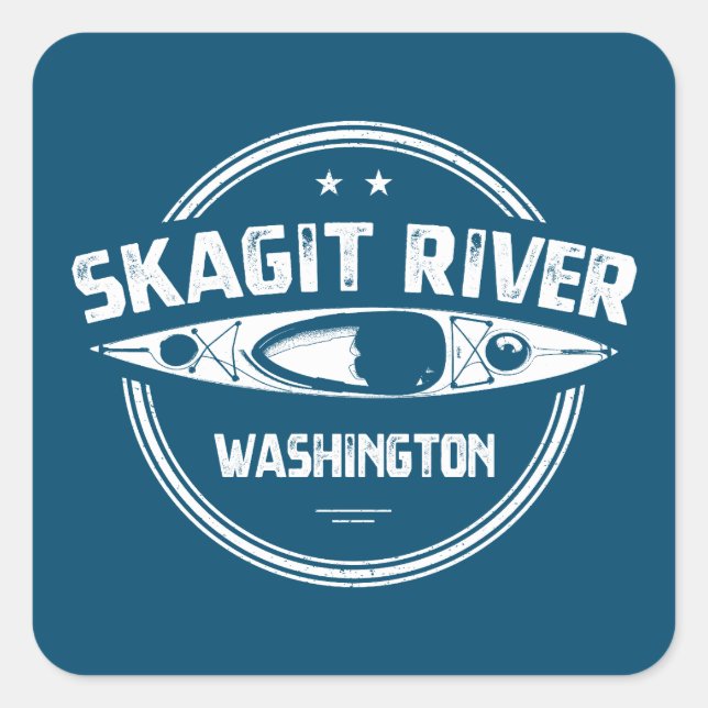 Sticker Carré Skagit River Washington Kayak (Devant)