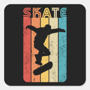 Sticker Carré Skate Retro Skateboard Vintage Cadeau