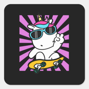 Sticker Carré Skate Unicorn Cute Kawaii Skate
