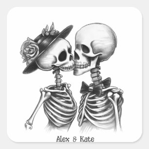 Sticker Carré Skeleton Couple