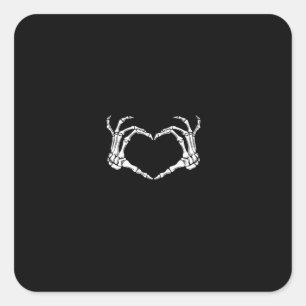 Sticker Carré Skeleton Hands Heart Graphic