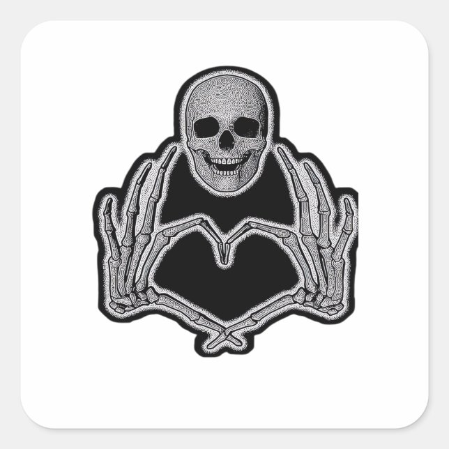 Sticker Carré Skeleton Heart Hands Classic (Devant)
