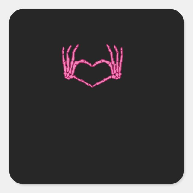 Sticker Carré Skeleton Heart Hands Classic (Devant)