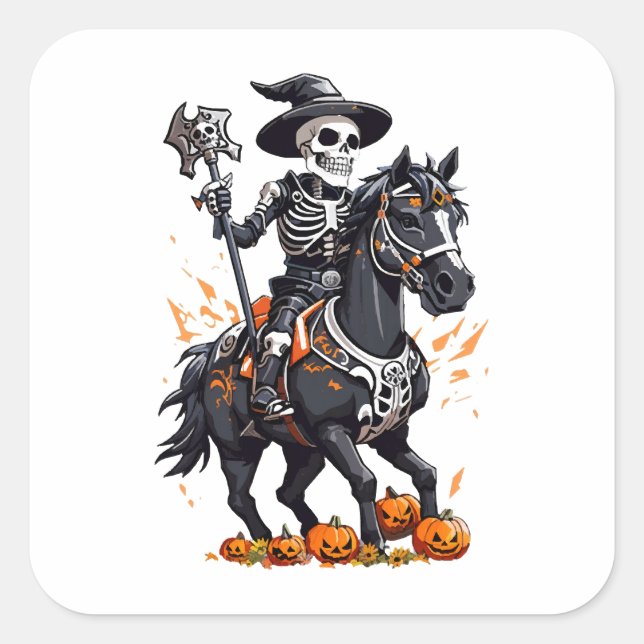 Sticker Carré Skeleton Horse Rider (Devant)