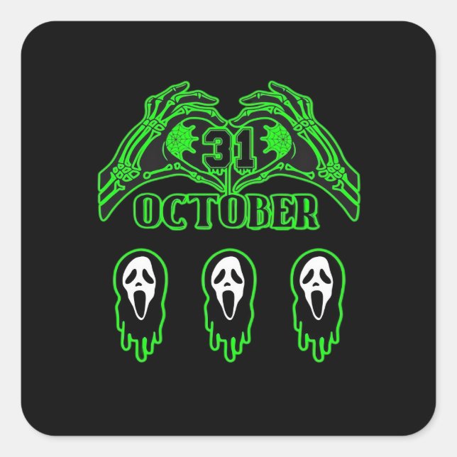 Sticker Carré Skeleton Mains Design classique (Devant)