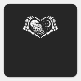 Sticker Carré Skeletons Mains de coeur