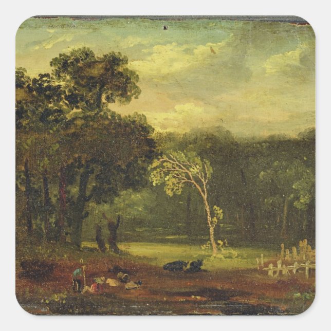 Sticker Carré Sketch from Nature in Sion Park, 1819 (oil on card (Devant)