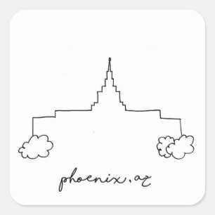 Sticker Carré sketch simple et moderne du temple de phoenix ariz