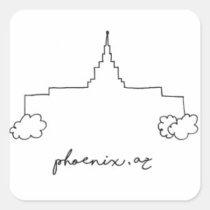 Sticker Carré sketch simple et moderne du temple de phoenix ariz