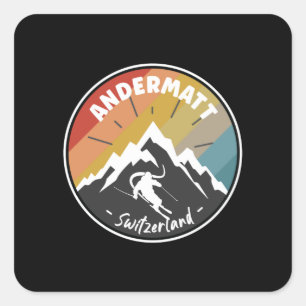 Sticker Carré Ski À Andermatt - Suisse