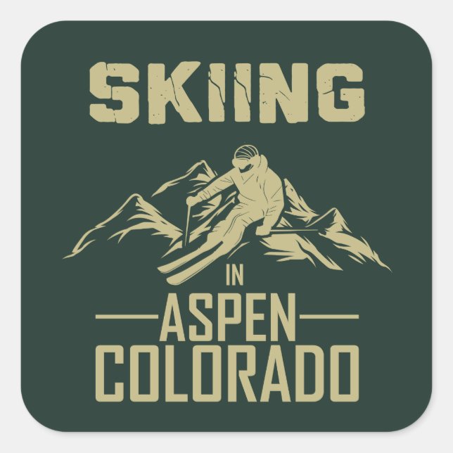 Sticker Carré Ski à Aspen Colorado (Devant)