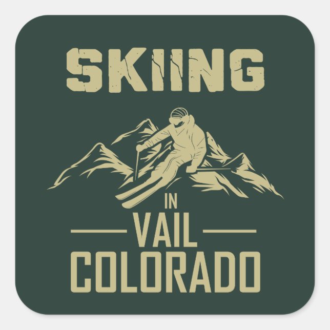 Sticker Carré Ski à Vail Colorado (Devant)