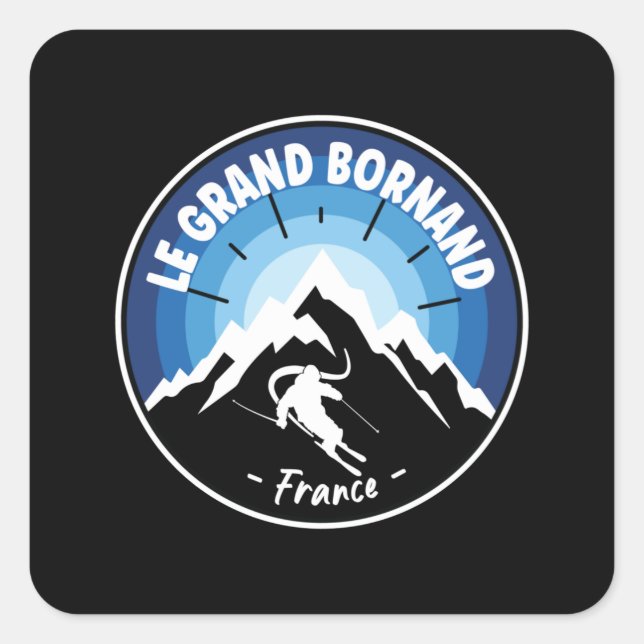 Sticker Carré Ski Au Grand Bornand France Bleu (Devant)