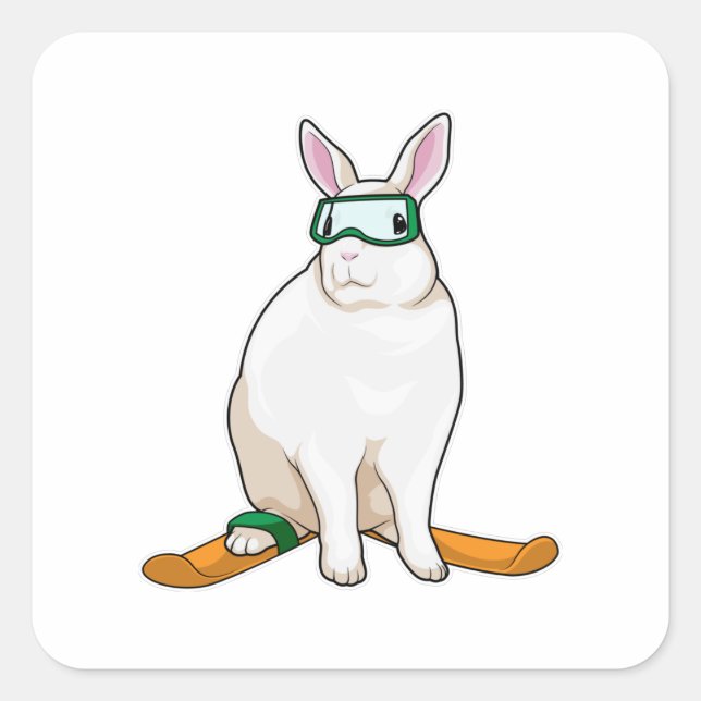 Sticker Carré Ski Bunny Skier (Devant)