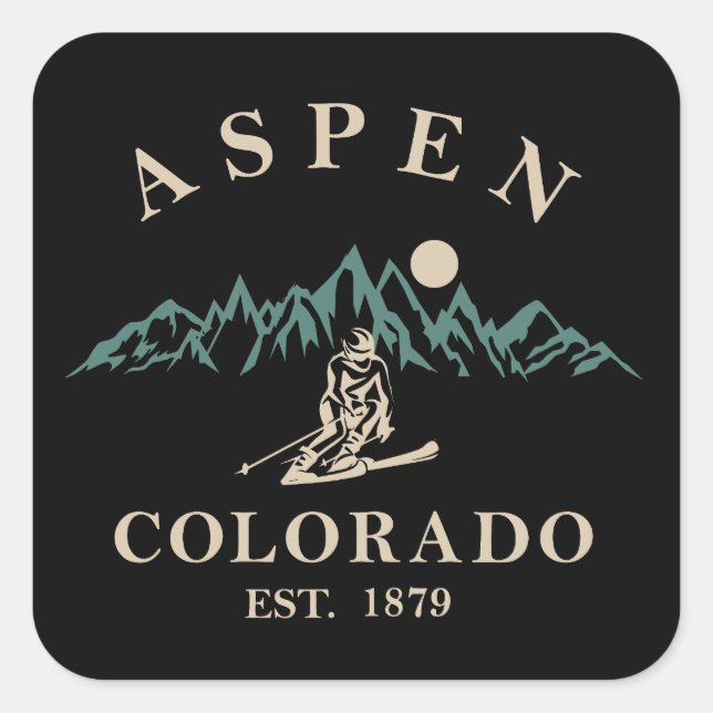 Sticker Carré Ski d'Aspen Colorado (Devant)