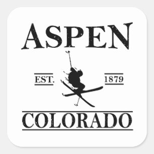 Sticker Carré Ski d'Aspen Colorado