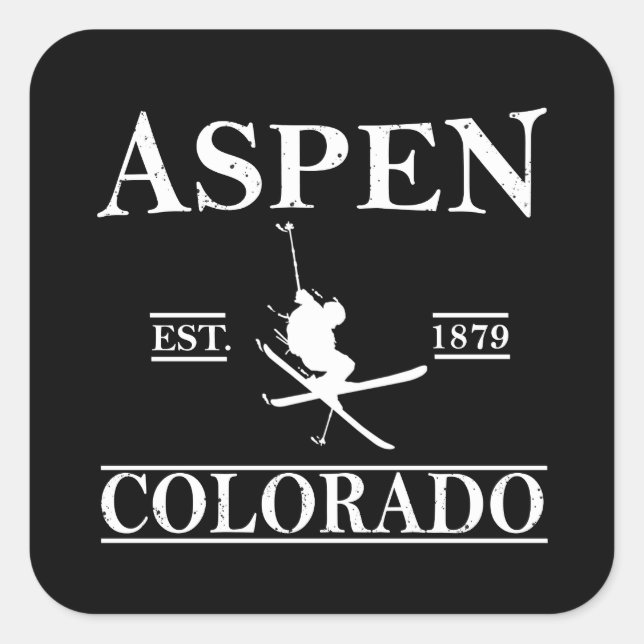Sticker Carré Ski d'Aspen Colorado (Devant)