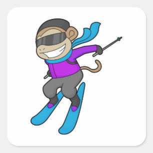 Sticker Carré Ski Monkey