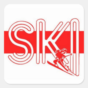 Sticker Carré Ski Red Stripe avec Snowski