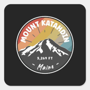 Sticker Carré Ski sur le Mont Katahdin - Maine