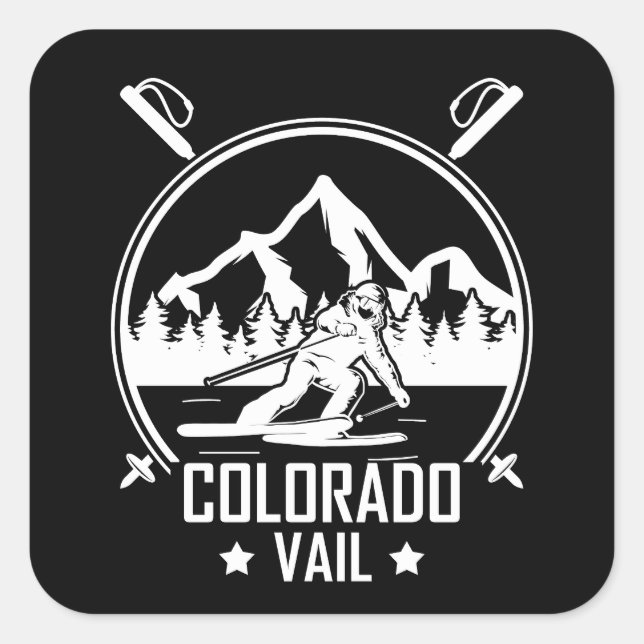 Sticker Carré Ski Vail Colorado (Devant)