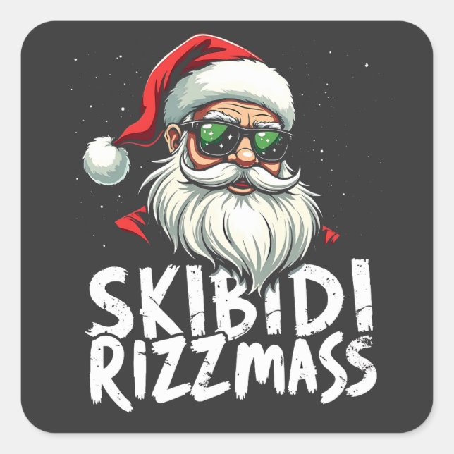 Sticker Carré Skibidi Rizzmas Funny Gen Alpha Slang Noël (Devant)