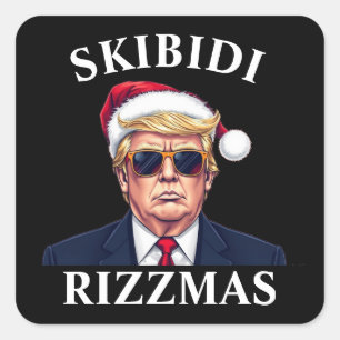 Sticker Carré Skibidi Rizzmas Rendre Noël grand à nouveau Noël