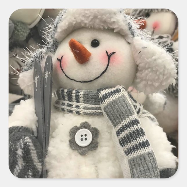 STICKER CARRÉ **SKIEUSE DE NEIGE** NOËL (Devant)