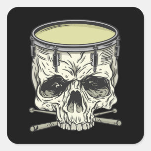 STICKER CARRÉ SKULL DRUM