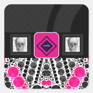 Sticker Carré Skuls Vape Zebra Bling