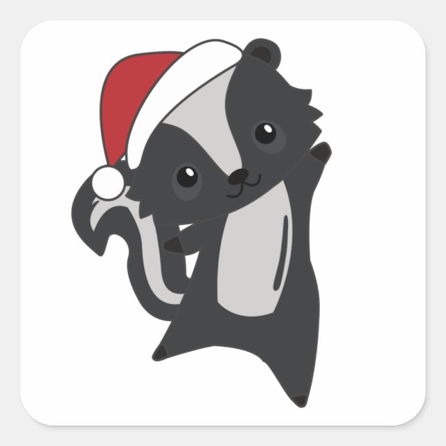 Sticker Carré Skunk Christmas Skunks Winter Animaux (Devant)