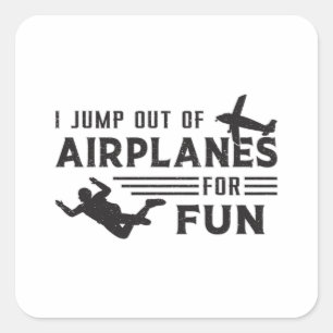 Sticker Carré Skydive Skydive Skydiver Jump Plane Idée cadeau