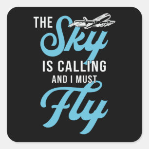Sticker Carré Skydiver Le Ciel Appelle Et Je Dois Voler Vintage