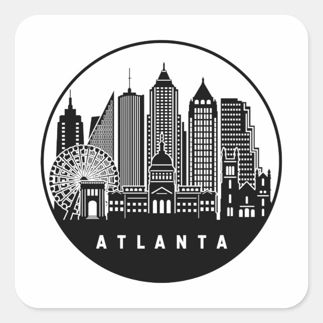 Sticker Carré Skyline Atlanta Georgia (Devant)