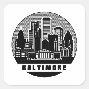 Sticker Carré Skyline Baltimore Maryland