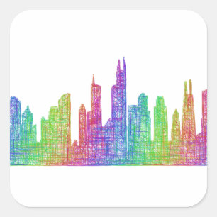 Sticker Carré Skyline de Chicago