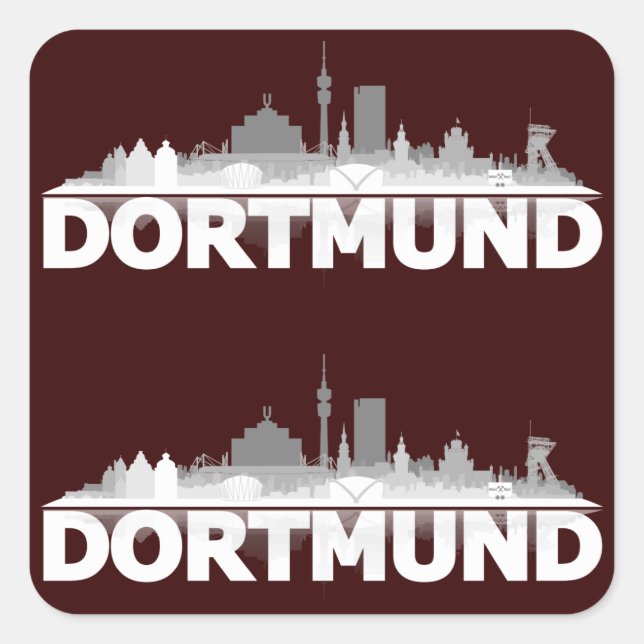 Sticker Carré Skyline de Dortmund (Devant)