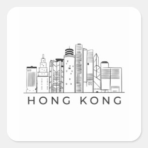Sticker Carré Skyline de Hong Kong