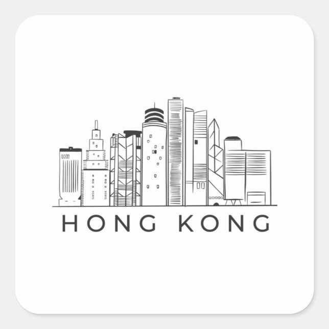 Sticker Carré Skyline de Hong Kong (Devant)
