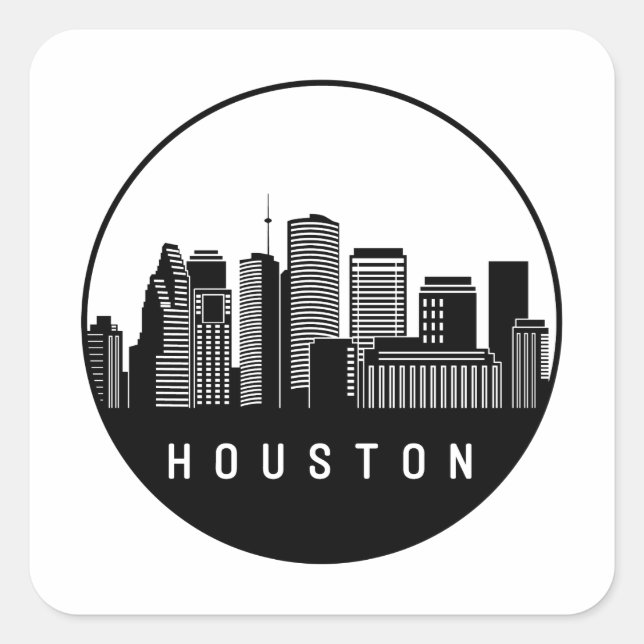 Sticker Carré Skyline de Houston (Devant)