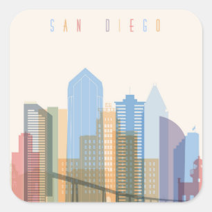 Sticker Carré Skyline de la ville de San Diego