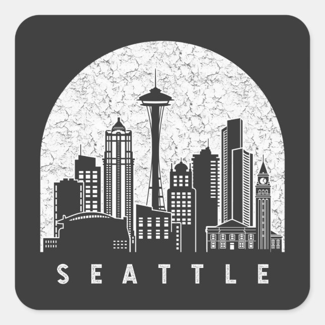 Sticker Carré Skyline de Seattle (Devant)