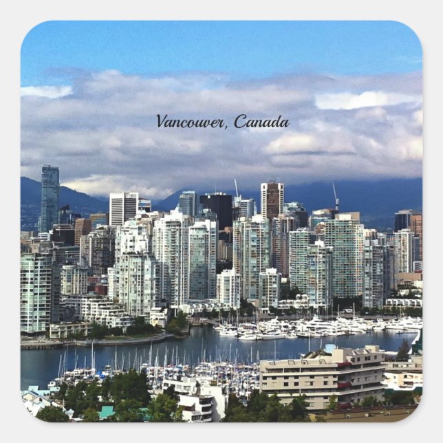 Sticker Carré Skyline de Vancouver, Canada (Devant)