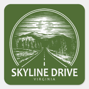 Sticker Carré Skyline Drive Virginia Forest