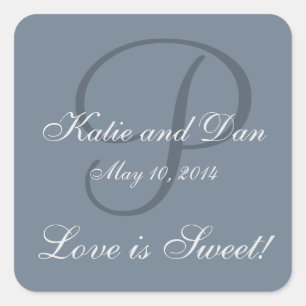 Sticker Carré Slate Grey Life est doux Mariage monogramme